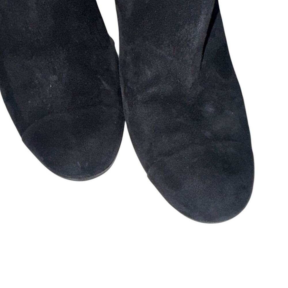 Chanel CC Logo Chelsea Black Suede Block Heel Boots Gold Logo Size 40 - Picture 10 of 14
